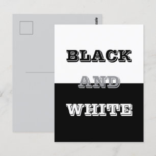 Postal Diseño de texto y colores sólidos negro gris blanc