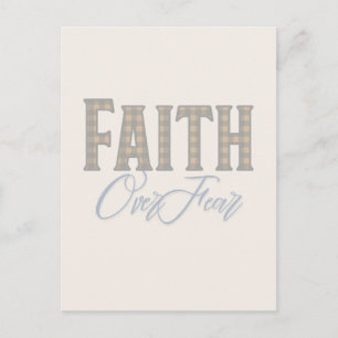 Postal Diseño de tipografía cristiana Fe sobre Miedo