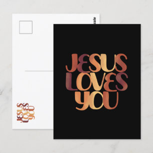 Postal Diseño de tipografía cristiana que Jesús ama 