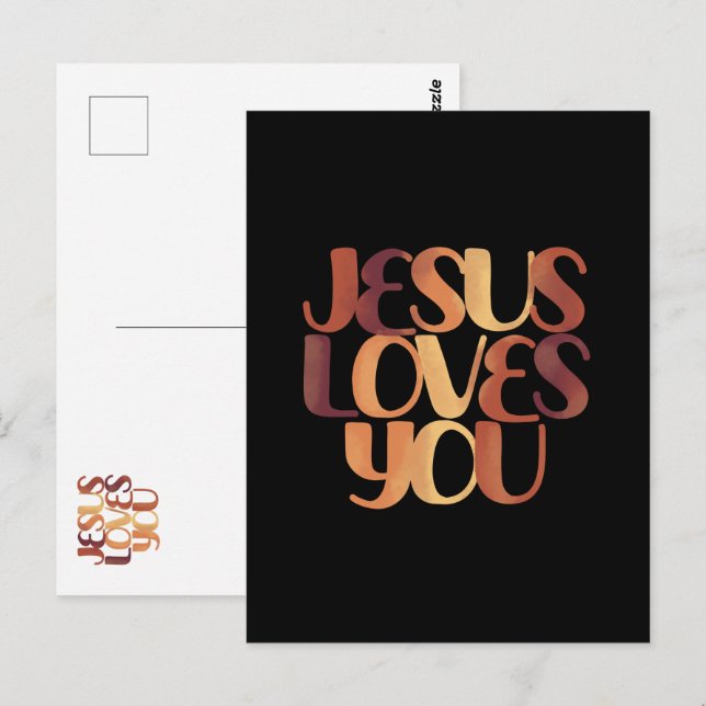Postal Diseño de tipografía cristiana que Jesús ama  (Anverso / Reverso)