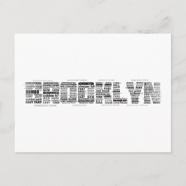Postal Diseño de tipografía de Brooklyn NY (Anverso)