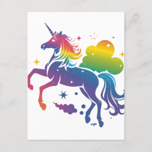 Postal Diseño de unicornio de color arcoiris