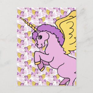 Postal Diseño de unicornio morado y rosa