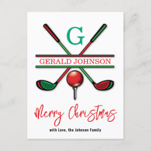 Postal Diseño de vacaciones de Golf Feliz Navidad