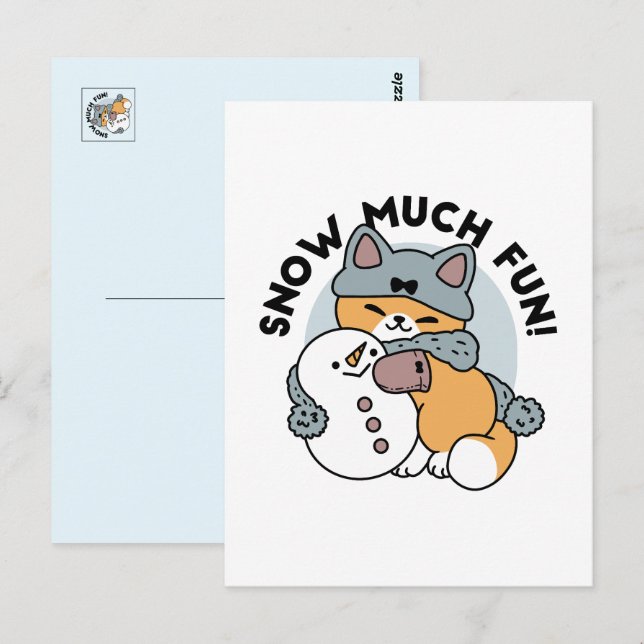 Postal Diseño de vacaciones de invierno para gato con nie (Anverso / Reverso)