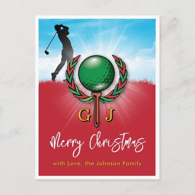 Postal Diseño de vacaciones de Navidad de Golf Merry (Anverso)