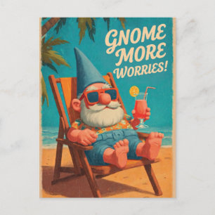 Postal Diseño de Vacaciones en la Playa con Gnomo de Esti