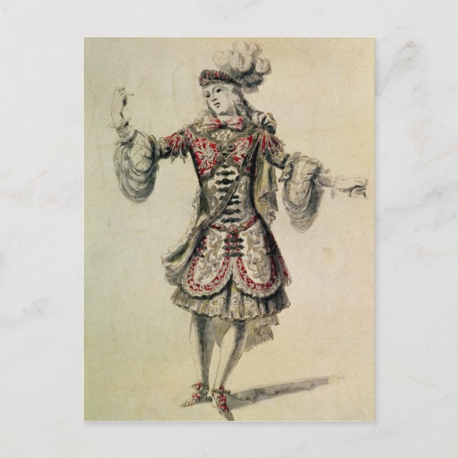 Postal Diseño de vestuario para bailarina, c.1681 (Anverso)