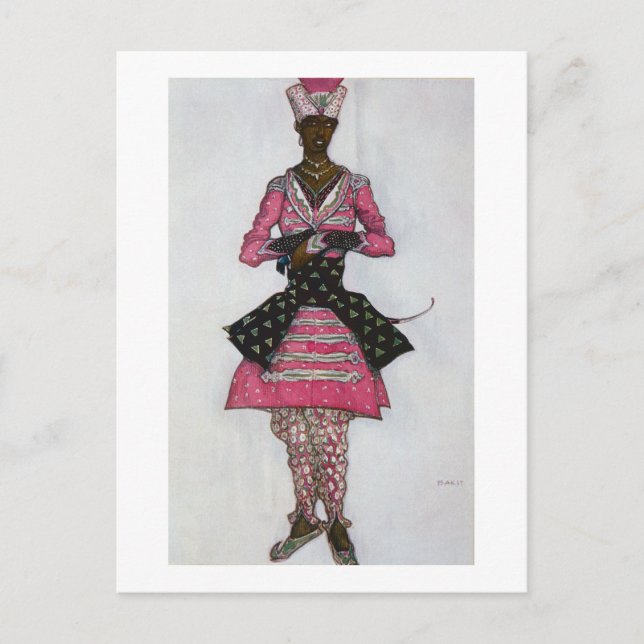 Postal Diseño de vestuario para el novio indio, de Sle (Anverso)