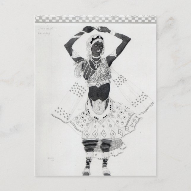 Postal Diseño de vestuario para "Le Dieu Bleu", 1912 (Anverso)