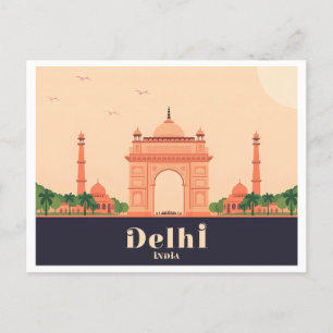 Postal Diseño de viaje pastoral de India de Delhi