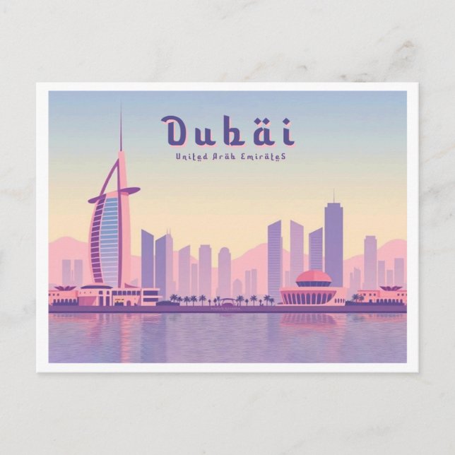 Postal Diseño de viajes de Burj Khalifa Pastel de los Emi (Anverso)