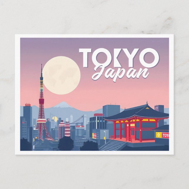 Postal Diseño de viajes Pastel de Japón en Tokio (Anverso)