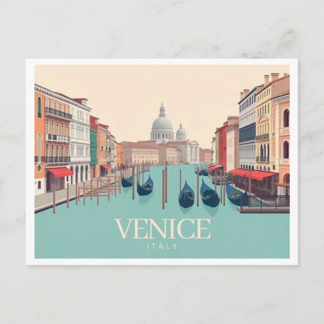 Postal Diseño de viajes Pastel de Venecia Italia (Anverso)