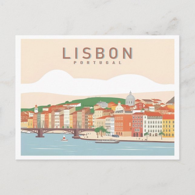 Postal Diseño de viajes Pastel en Lisboa Portugal (Anverso)