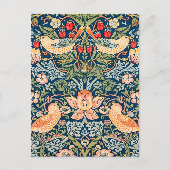 Postal Diseño de William Morris Strawberry Thief (Anverso)