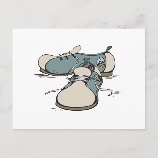 Postal diseño de zapatos de bolos retro (Anverso)