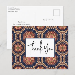 Postal Diseño decorativo de Flores y Estrellas Gracias