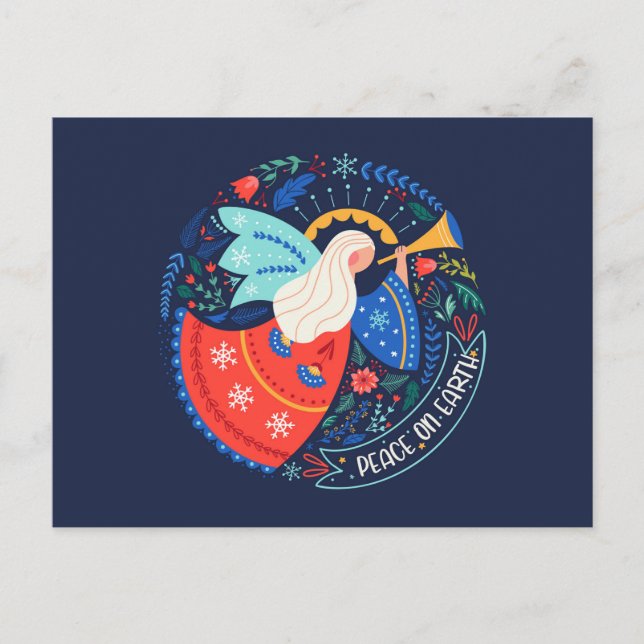 Postal Diseño del Ángel de la Paz en la Tierra (Anverso)