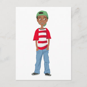Postal Diseño del carácter infantil afroamericano