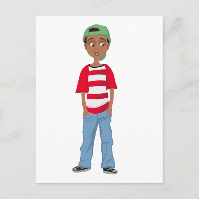 Postal Diseño del carácter infantil afroamericano (Anverso)