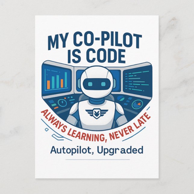 Postal Diseño del copiloto de código de inteligencia arti (Anverso)