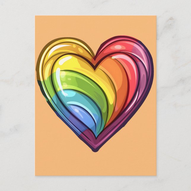 Postal Diseño del corazón del orgullo gay (Anverso)