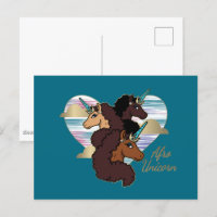 Diseño del corazón del trío Afro Unicornio