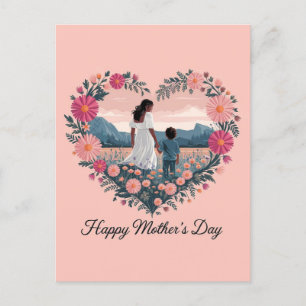 Postal Diseño del día de la madre: mamá y su hijo