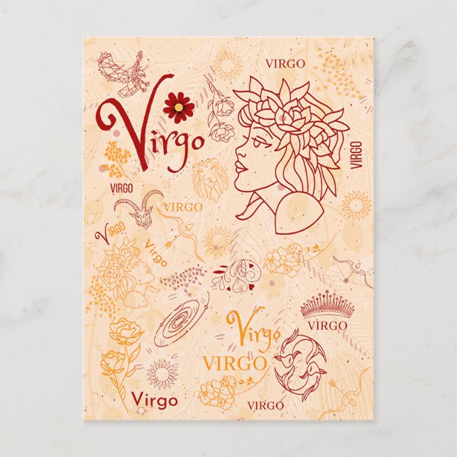 Postal Diseño del Horóscopo Virgo Zodiac Design (Anverso)