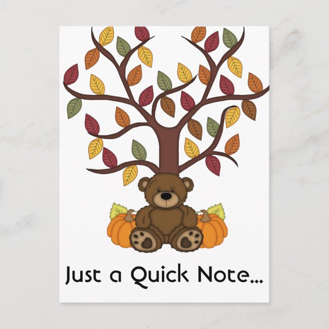 Postal Diseño del oso Otoño Otoño (Anverso)