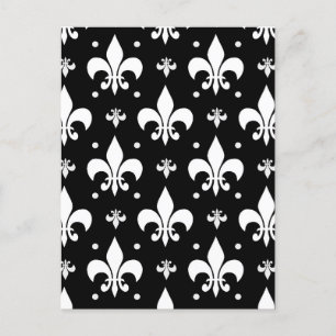 Postal Diseño del patrón de flor negro de lis