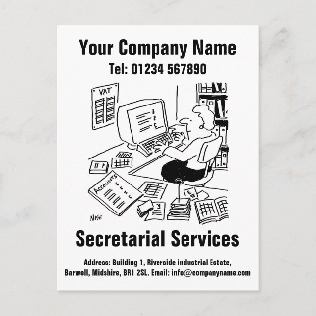 Postal Diseño del Personalizado de servicios de secretarí (Anverso)