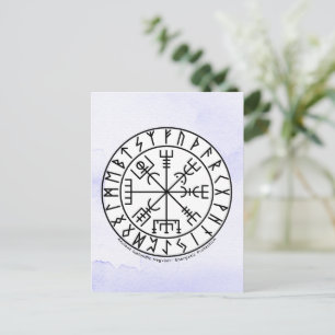 Postal Diseño del símbolo del brújula vikinga Vegvisir