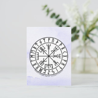 Postal Diseño del símbolo del brújula vikinga Vegvisir