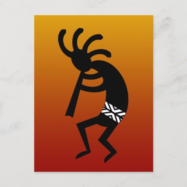 Postal Diseño del Suroeste Bailando Kokopelli (Anverso)