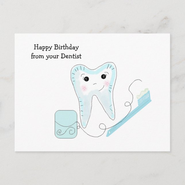 Postal Diseño dental del diente y del cepillo de dientes (Anverso)