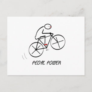 Postal Diseño divertido de ciclistas con texto "Poder Ped