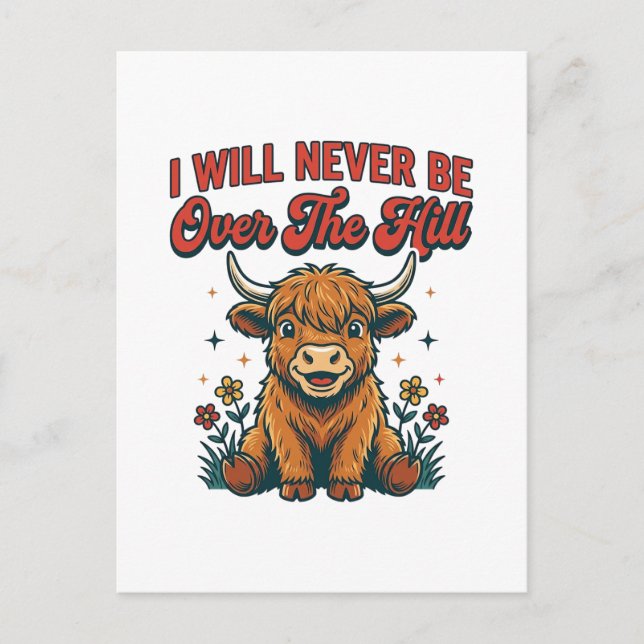 Postal Diseño divertido de cumpleaños de vaca de las High (Anverso)