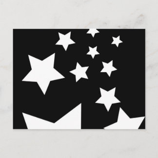 Postal Diseño divertido de estrellas blancas y negras