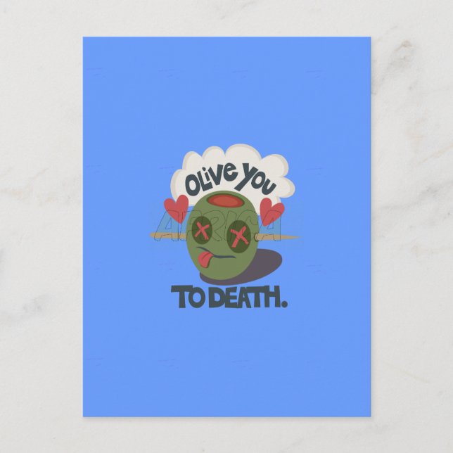 Postal Diseño divertido de la cara de "Olive My Heart" (Anverso)