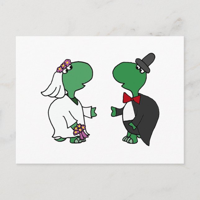 Postal Diseño divertido de novias y Bodas de tortugas de  (Anverso)