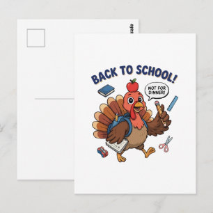 Postal Diseño Divertido de Pavo para Regreso a Clases