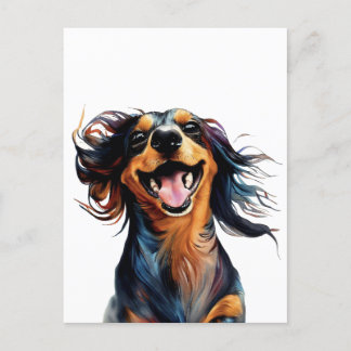 Postal Diseño divertido y lúdico de Dachshund