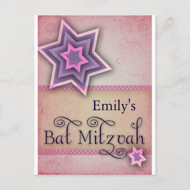 Postal Diseño DIY Colorful Bat Mitzvah (Anverso)