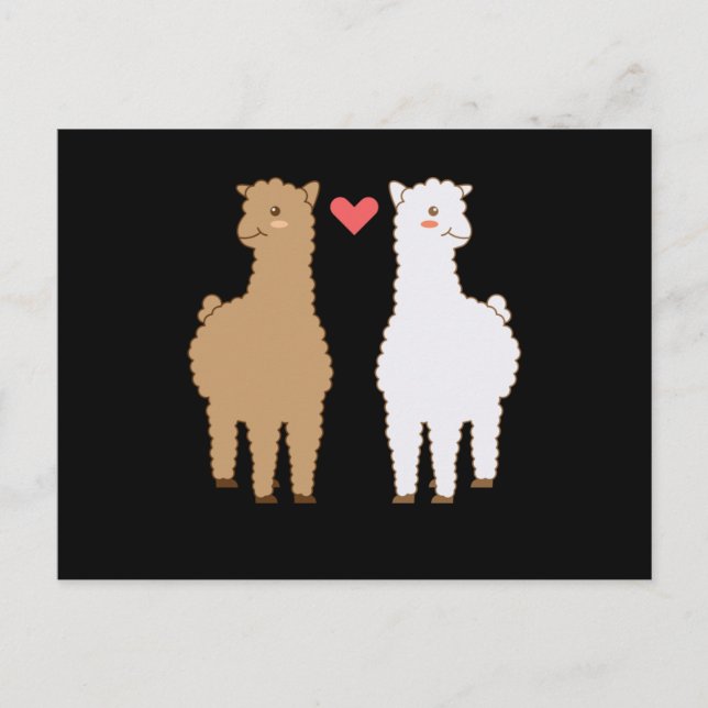 Postal Diseño Dulce de Animales Llama Alpaca Llamas Alpac (Anverso)