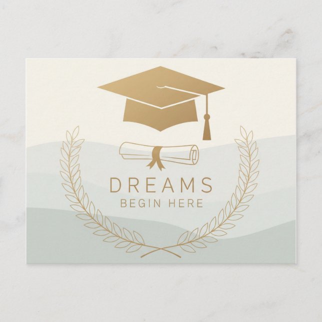 Postal Diseño elegante de graduación de oro | Los sueños  (Anverso)