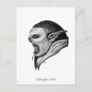 Postal Diseño en blanco y negro de Troll