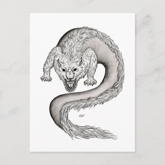Postal Diseño en blanco y negro de Wolfdragon (Anverso)