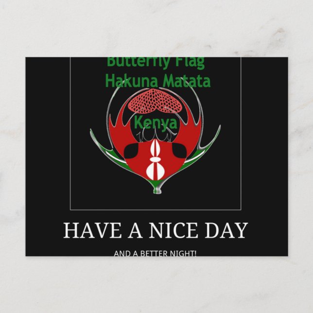 Postal Diseño Escudo keniano: Bandera de mariposa. (Anverso)